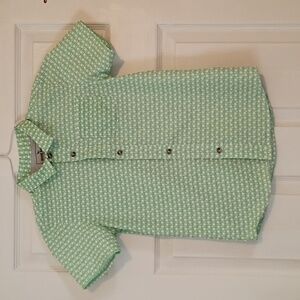 Eddie Bauer Boys Kids Green Golf Patterned Shirt Size 8